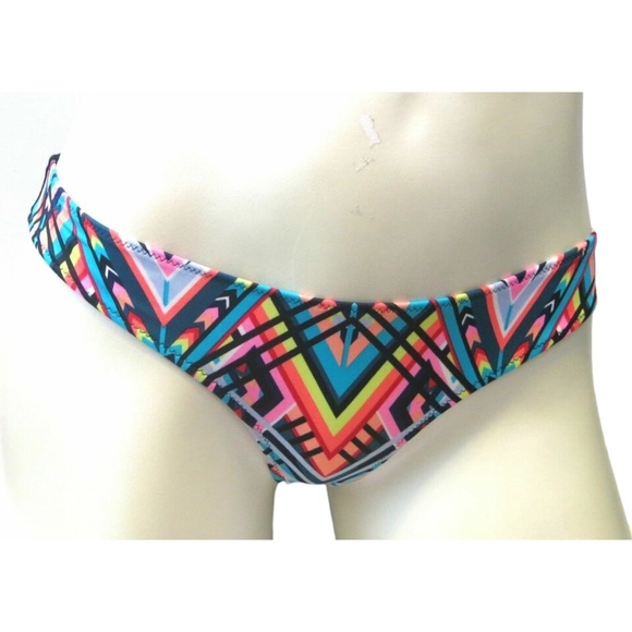 Victoria's Secret PINK Bright Geometic Ruched Mini Bikini Swim Bottom XS - Picture 1 of 2